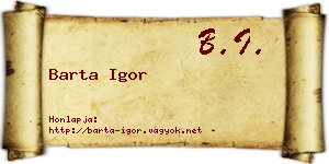 Barta Igor névjegykártya